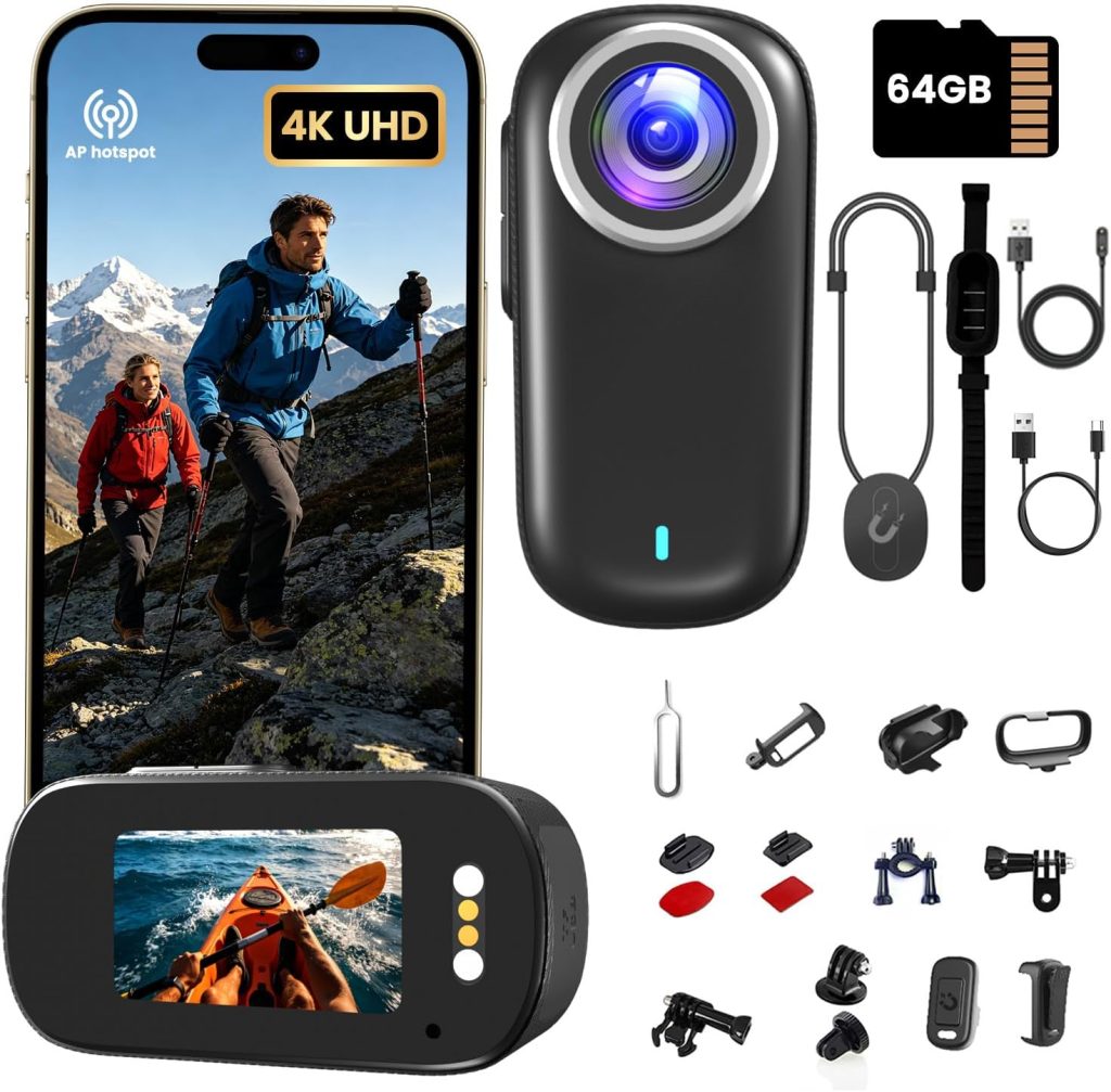 Body Camera, POV Camera 4K with 64GB Action Camera Thumb Camera