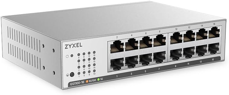 Zyxel 16 Port Network Ethernet Switch | Unmanaged+ Gigabit | GS1100-16
