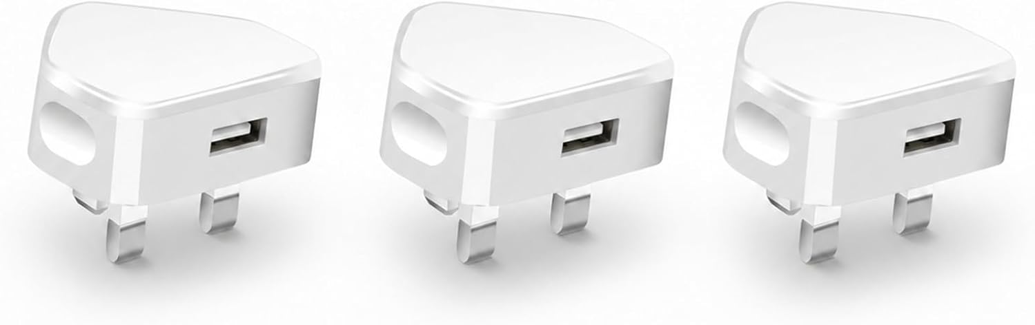 USB Plug UK, 3Pcs 5V 1A USB Wall Charger Plug Adapter