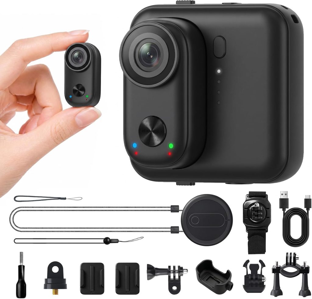 Portable 4K Thumb Action POV Camera Mini Body Cam Magnetic for Vlog Pet