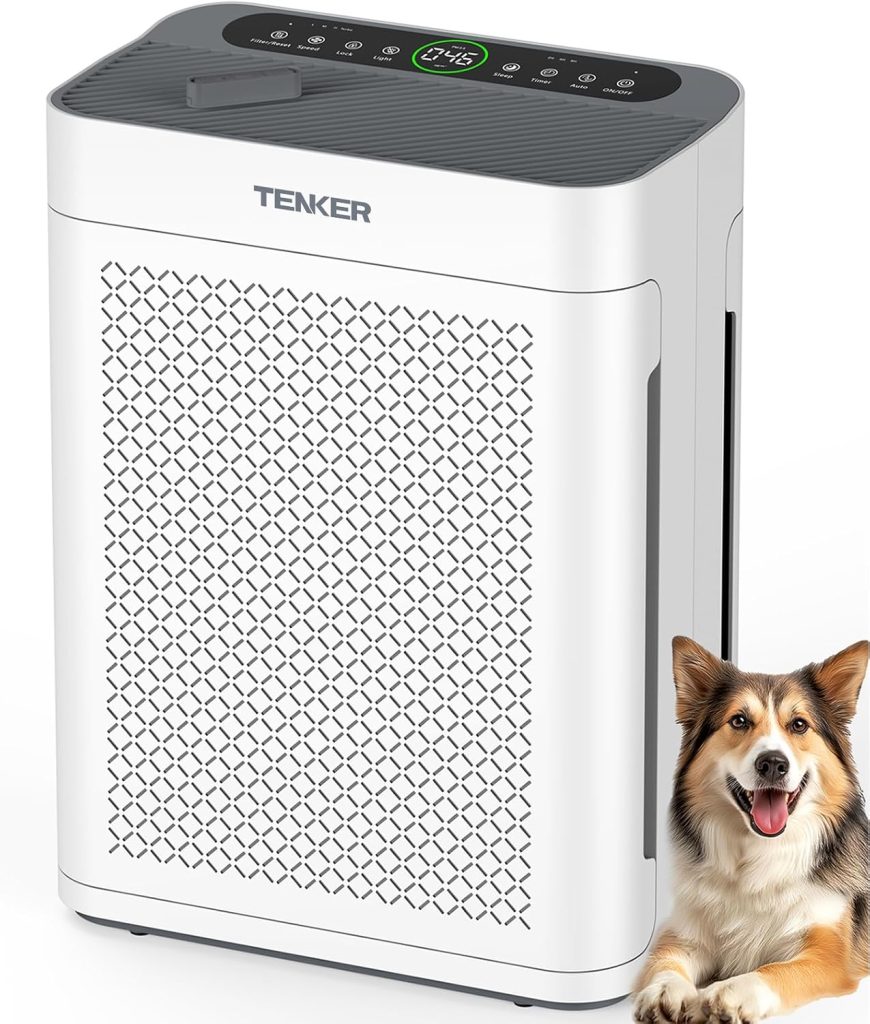 TENKER Air Purifier for Home with Dual HEPA & PM2.5 Sensor, CADR 300 m³/h
