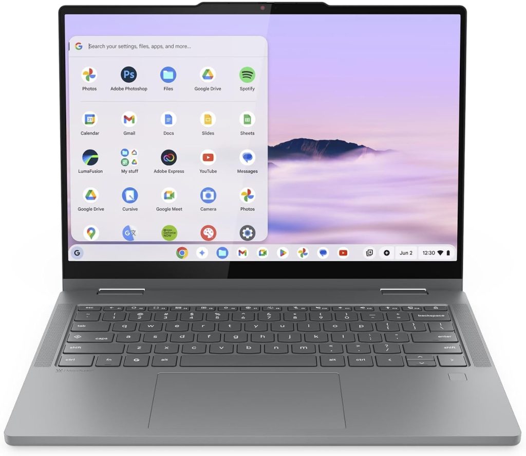 Lenovo Chromebook Plus 2-in-1 Gen 10 | 14'' WUXGA Touch Laptop | Intel Core 3 N355 | 8 GB RAM | 128 GB UFS 2.2 | Wi-Fi 6E | ChromeOS High Royalty | Backlit Keyboard | Luna Grey