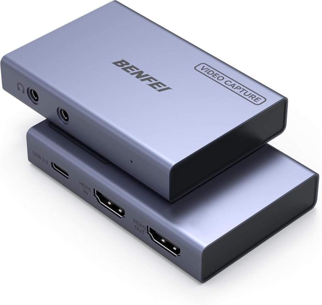 BENFEI 4K@60Hz HDMI to USB-C Video Capture Card with Loop Out, 1080P 60FPS Low Latency Game Capture Device for Streaming, Gaming, Switch, PS4/5, Xbox, Mac, Laptop