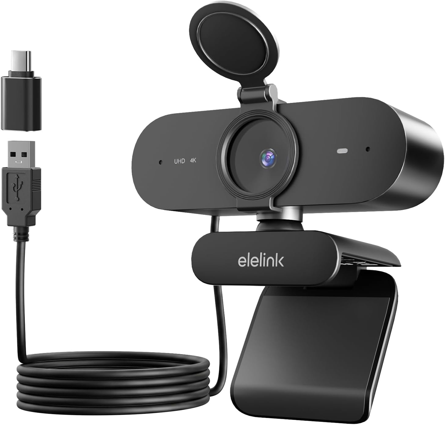 4K USB Webcam for PC,Auto Focus Streaming Web Cam,Dual Noise Reduction Mics