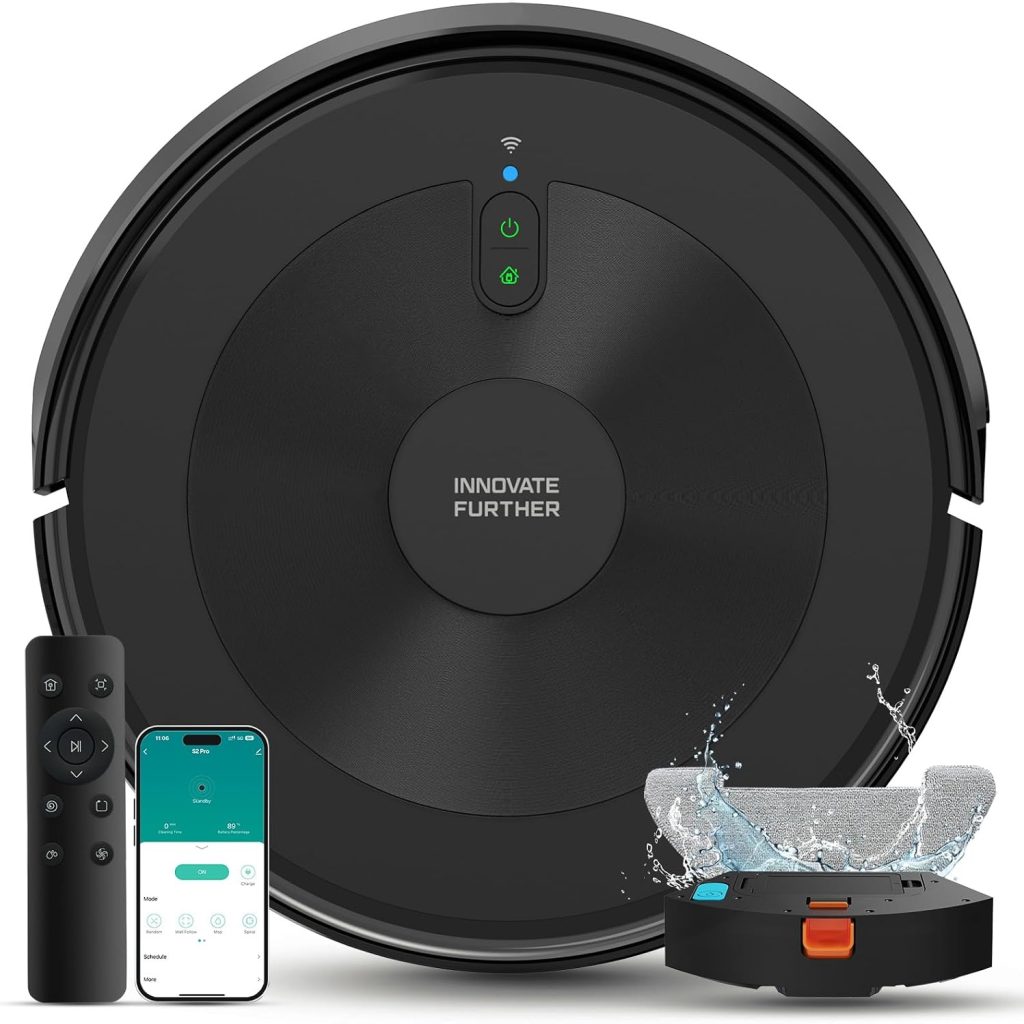 Robot Vacuum Cleaner with Mop: 5000Pa 3-in-1 Robotic Vacuum with Smart Navigation, 150min, APP & Alexa Control, Self-Charing Robot Vacuum Ideal for Pet Hair, Hard Floors and Carpets, Quiet and Slim