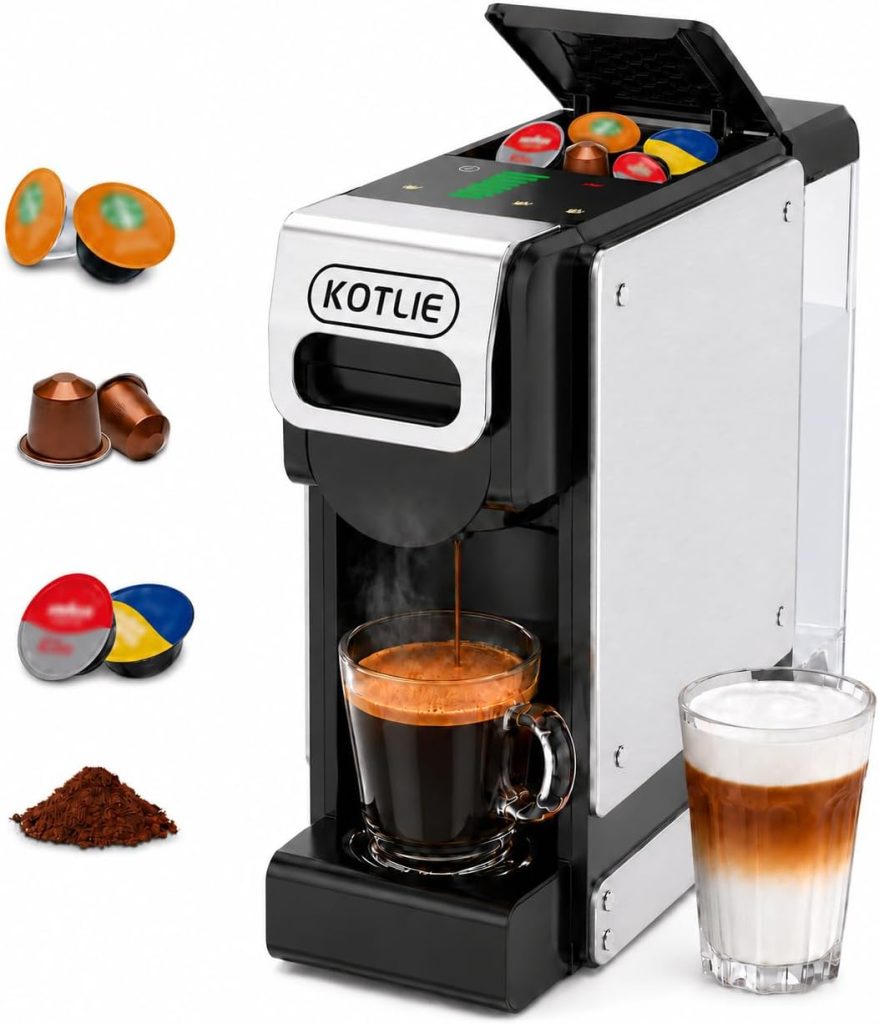 4-in-1 Capsule Coffee Machine with Capsule Storage, 2026 NEW Compatible with Nespresso Original, Dolce Gusto, A Modo Mio Capsules & Ground Coffee, Multi-Pod Coffee Maker (ST-550)