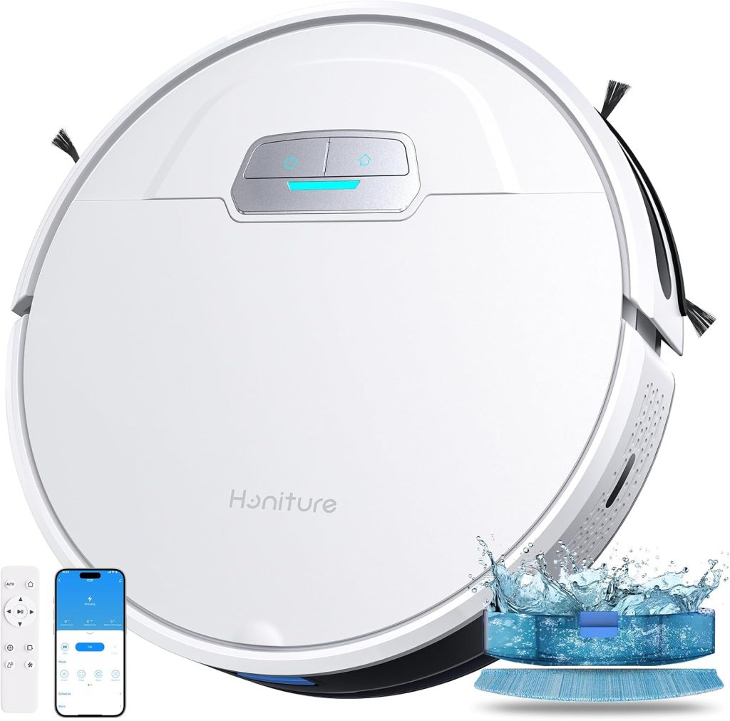 HONITURE Robot Vacuum Cleaner with Mop, G20 Robotic Vacuums with Mapping, 8000Pa Strong Suction, Carpet Booster, Wi-Fi/APP/Alexa/Remote, Ideal for Pet Hair, Hard Floor and Carpet, 2.99inch Thin