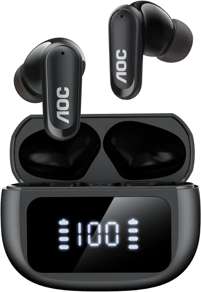 AOC Wireless Earbuds Bluetooth 6.0 Ear Buds Earphones ANC Noise Cancelling