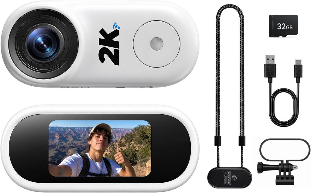 2K Mini Body Camera, Thumb Size POV Action Camera with 32GB SD Card