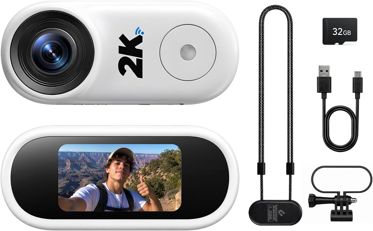 2K Mini Body Camera, Thumb Size POV Action Camera with 32GB SD Card