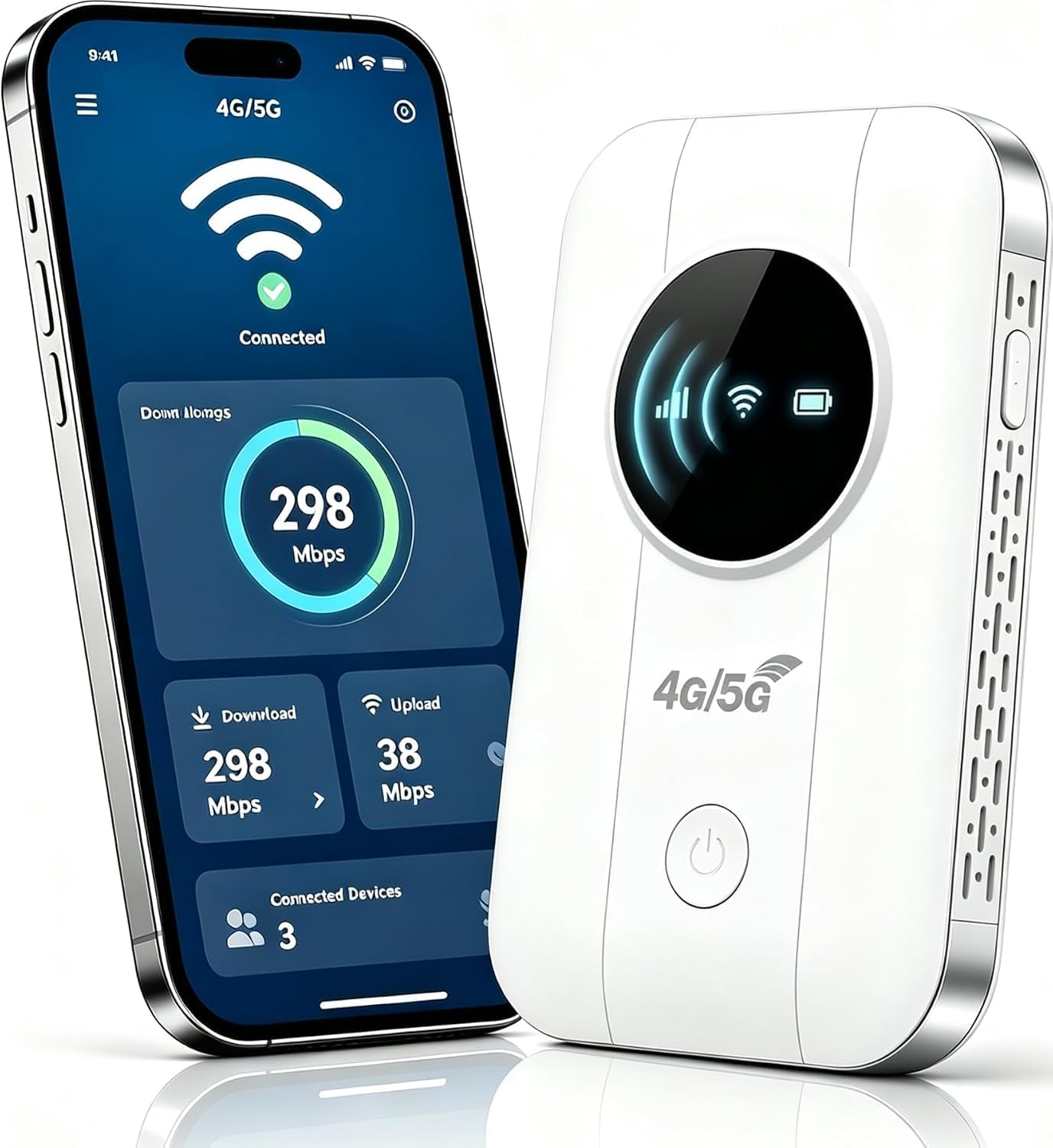5G Mobile Hotspot Portable WiFi 6 Router, with Nano SIM Slot, Pocket Travel Mobile WiFi Router Broadband Supports 25 Devices, for caravan, Camping Road Trips Business Outdoor
