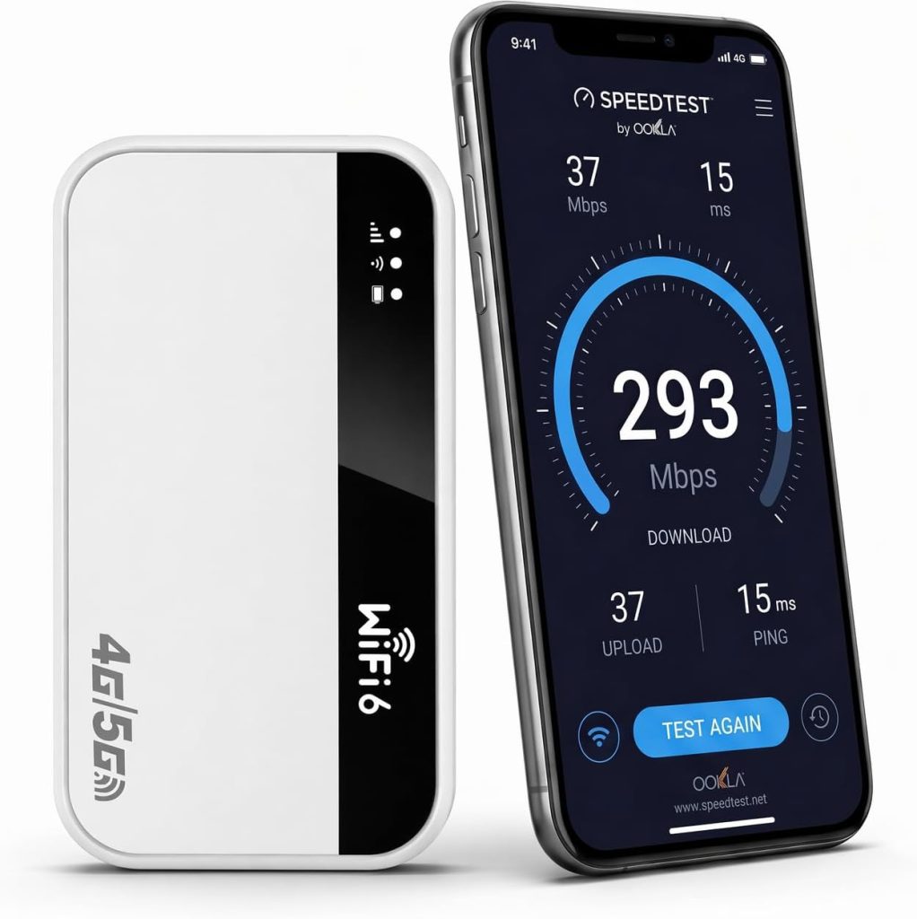 5G Portable WiFi 6 MiFi, 5G Router with SIM Slot, Mobile Hotspot