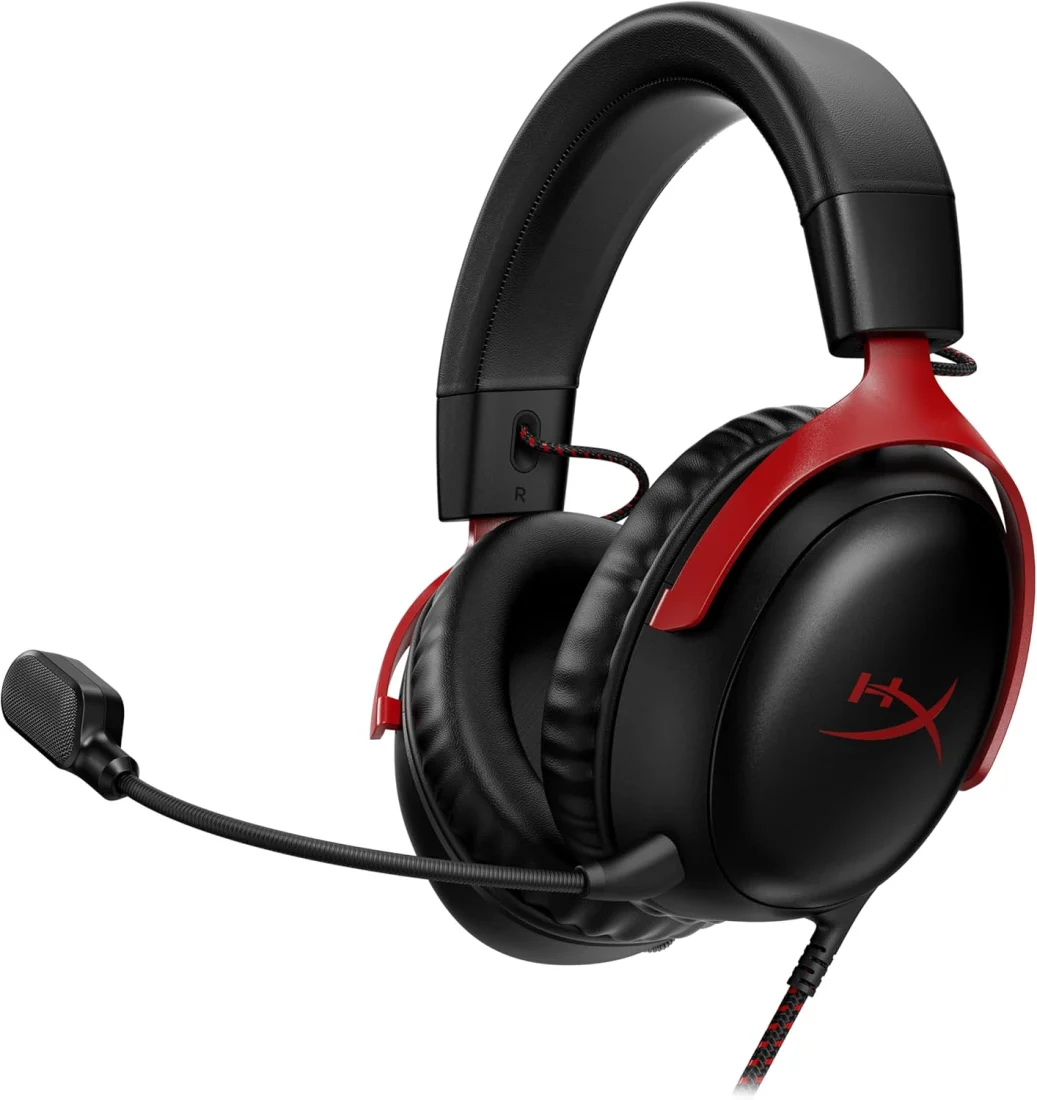 HyperX Cloud III Wired Gaming Headset, Black/Red